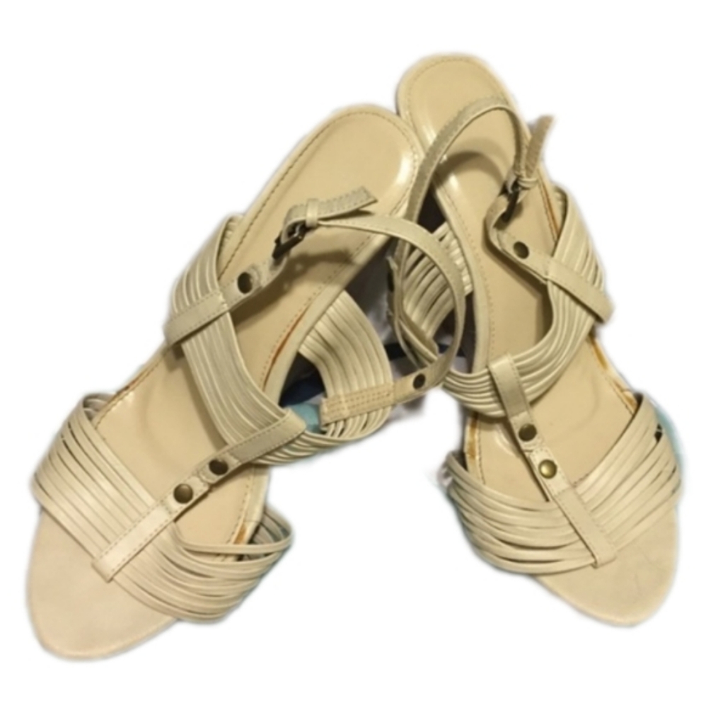 Cream Strappy 5" Platform Sandals 10